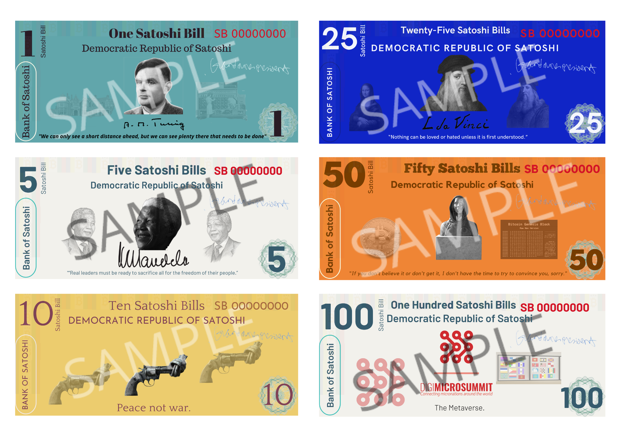 Reverse of the 2022 Satoshi bill banknotes